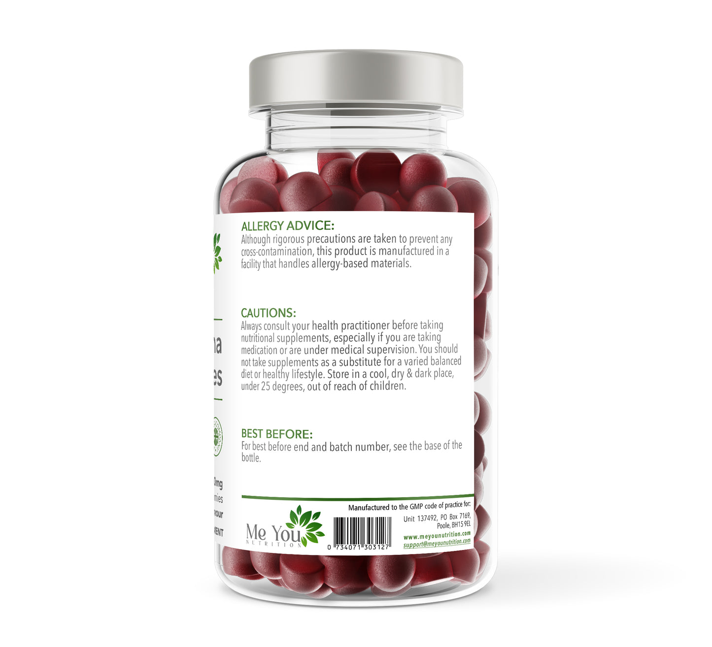 Ashwagandha 600mg - 150 Natural Raspberry Flavour Gummies