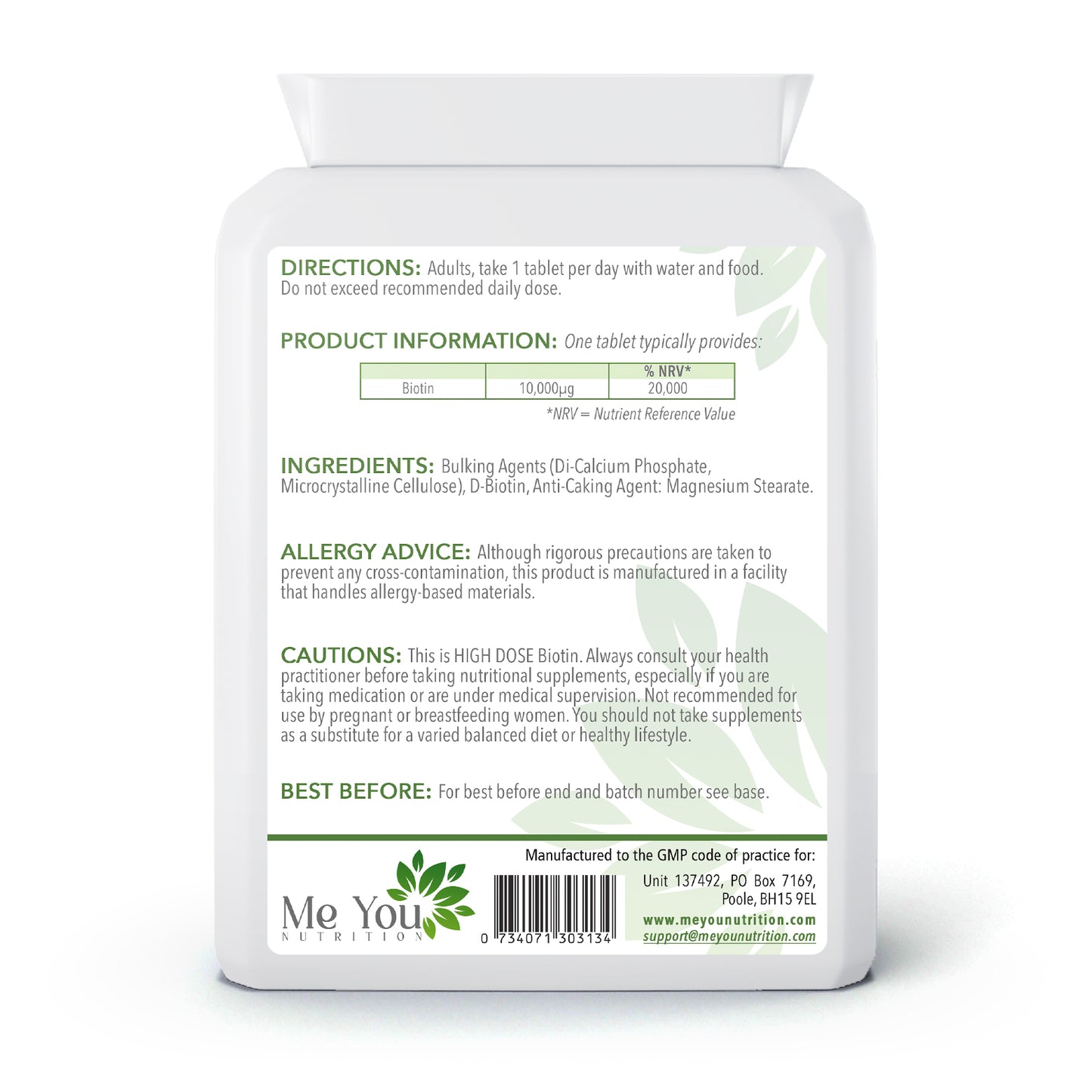 Biotin 10000µg 120 Tablets