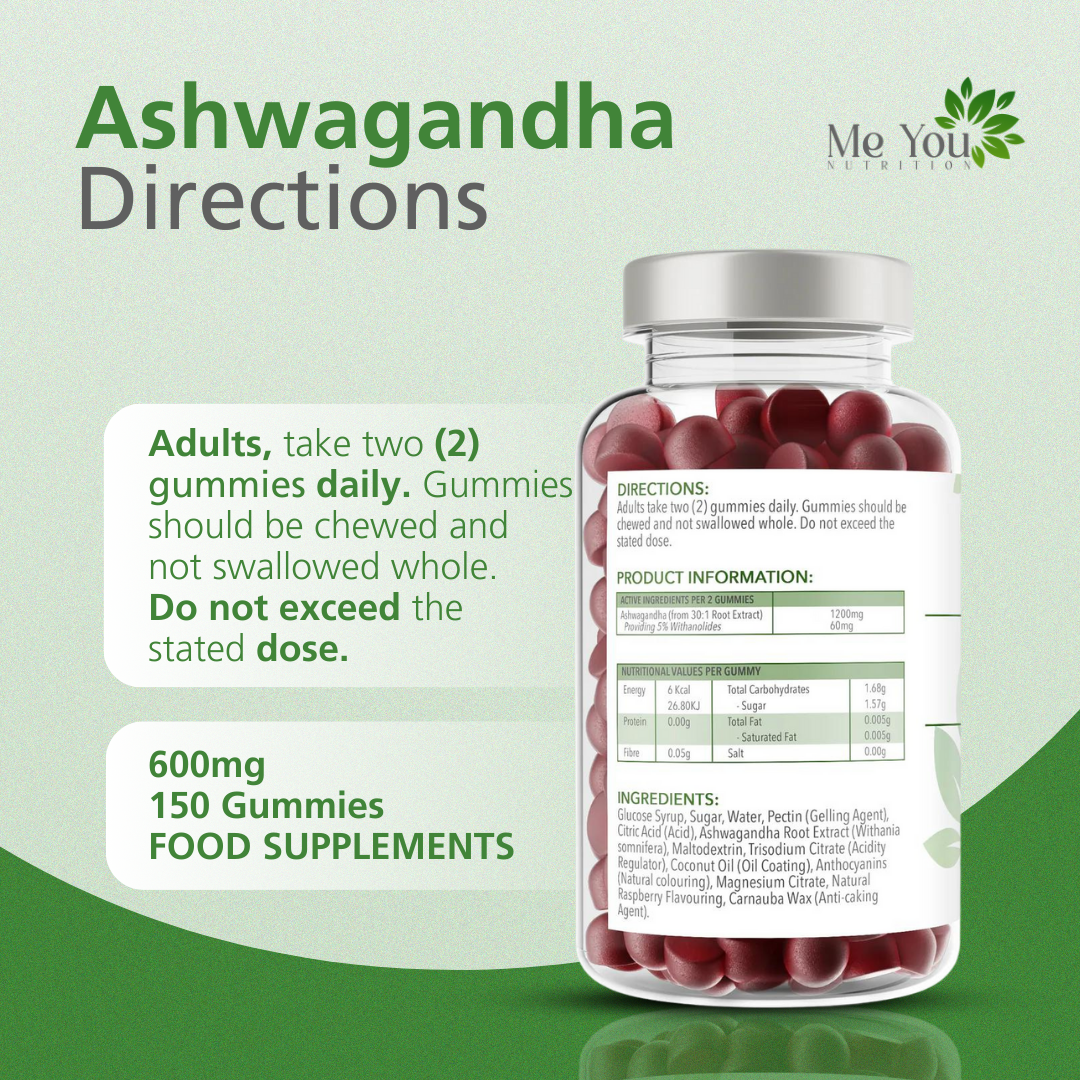 Ashwagandha 600mg - 150 Natural Raspberry Flavour Gummies